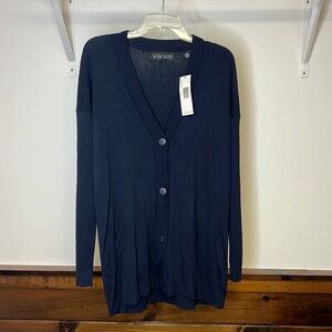 NWT Deadstock Linda Allard Ellen Tracy Navy Blue Button Down Cardigan- S